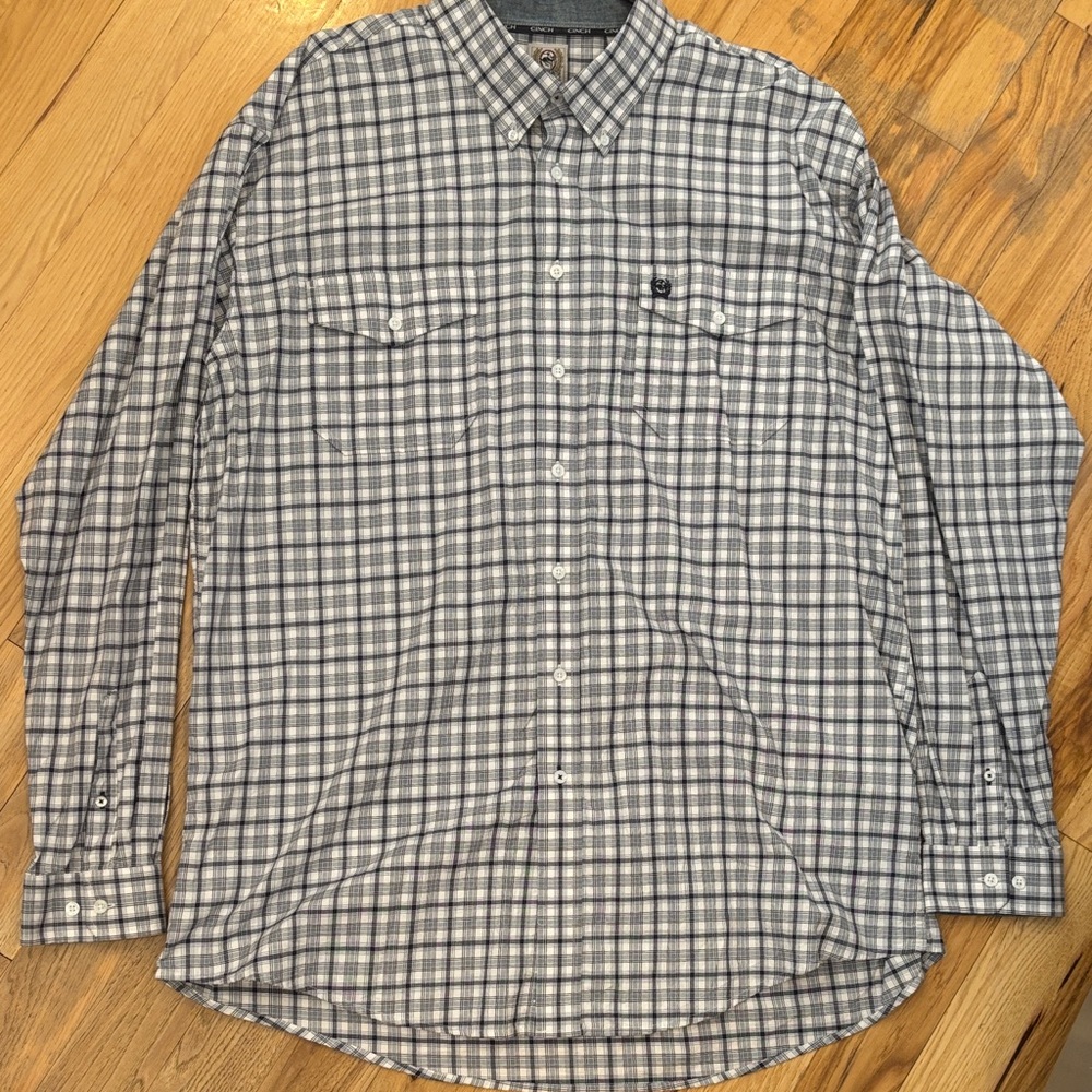 Cinch Men's Black and White Plaid Button Down Shirt